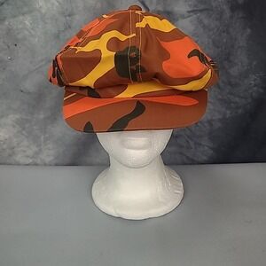 Vintage Newsboy Cap Men Orange Yellow Camo Hunting Hat Flat Cap Streetwear